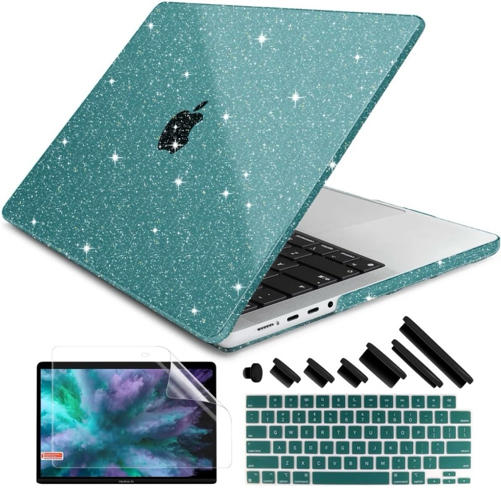 Macbook Pro 14” Case NEW in Sparkly Teal